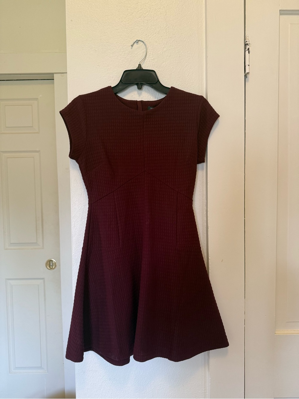 Banana Republic Burgundy Textured Fit & Flare Mini Dress